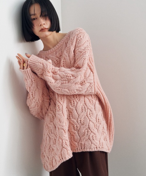 Shelly island(シェリーアイランド)の「ゆったりハニカムニット(ニット/セーター・レディース・ピンク/ブルー/ベージュ/ホワイト・FREE)」の14枚目の写真