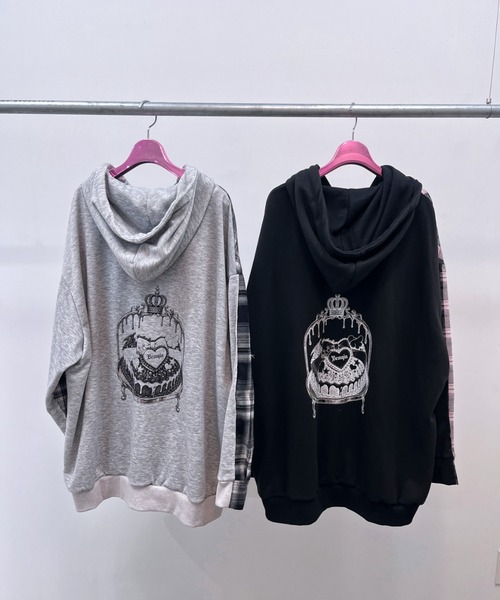 Ank Rouge(アンクルージュ)の「Bemqinドッキングシャツパーカー(シャツ/ブラウス・レディース・ピンク/ブラック・M)」の13枚目の写真
