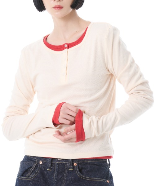 FRUIT OF THE LOOM(フルーツオブザルーム)の「【FRUIT OF THE LOOM】 2カラーパック ヘンリーネック L/S Tee / /2枚組 (JUGLANS別注)(Tシャツ/カットソー・レディース・パープル/ブラウン/レッド・S/M/L)」の11枚目の写真
