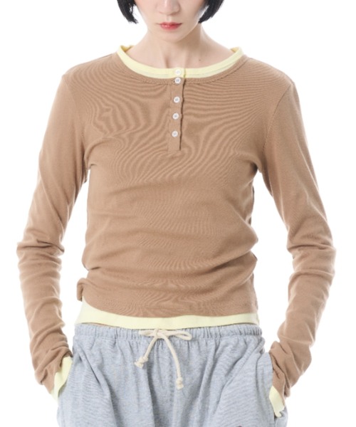 FRUIT OF THE LOOM(フルーツオブザルーム)の「【FRUIT OF THE LOOM】 2カラーパック ヘンリーネック L/S Tee / /2枚組 (JUGLANS別注)(Tシャツ/カットソー・レディース・パープル/ブラウン/レッド・S/M/L)」の14枚目の写真