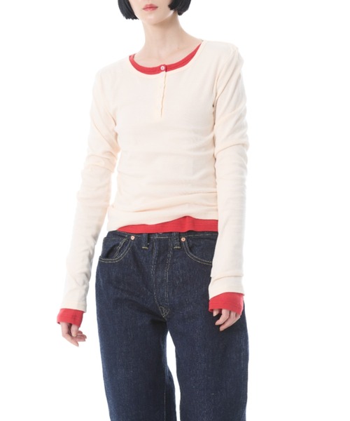 FRUIT OF THE LOOM(フルーツオブザルーム)の「【FRUIT OF THE LOOM】 2カラーパック ヘンリーネック L/S Tee / /2枚組 (JUGLANS別注)(Tシャツ/カットソー・レディース・パープル/ブラウン/レッド・S/M/L)」の12枚目の写真