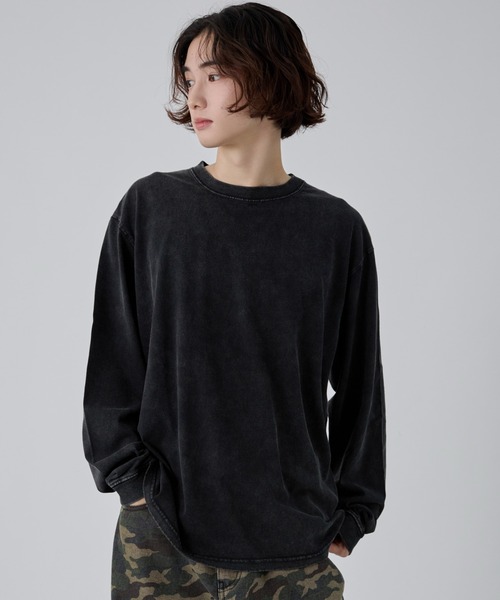 WEGO(ウィゴー)の「WEGO/【26年秋冬新作】クルーネックコットンT(LS)(Tシャツ/カットソー・メンズ・ブラック系その他/ブラック/ホワイト・SMALL/MEDIUM/LARGE)」の3枚目の写真