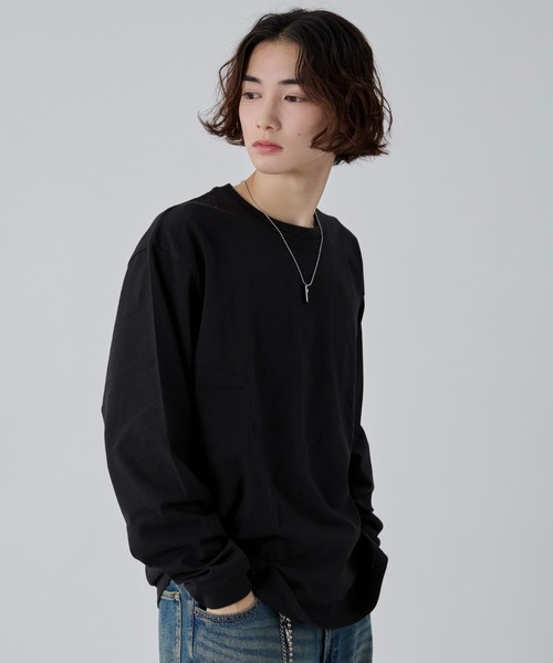 WEGO(ウィゴー)の「WEGO/【26年秋冬新作】クルーネックコットンT(LS)(Tシャツ/カットソー・メンズ・ブラック系その他/ブラック/ホワイト・SMALL/MEDIUM/LARGE)」の2枚目の写真
