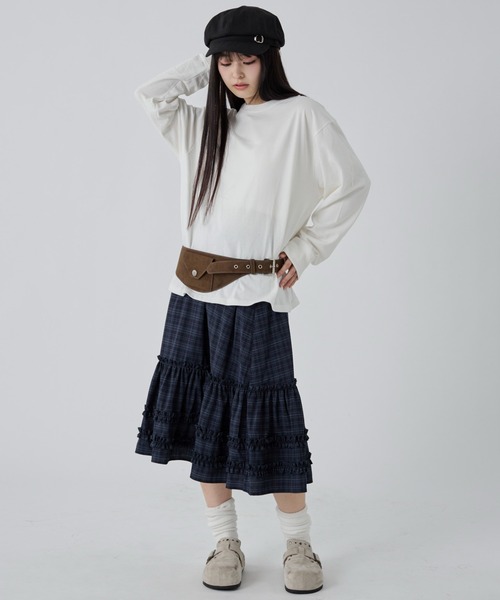 WEGO(ウィゴー)の「WEGO/【26年秋冬新作】クルーネックコットンT(LS)(Tシャツ/カットソー・メンズ・ブラック系その他/ブラック/ホワイト・SMALL/MEDIUM/LARGE)」の5枚目の写真