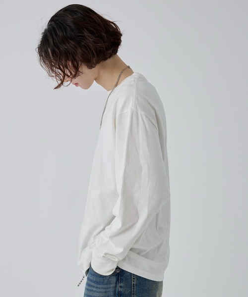 WEGO(ウィゴー)の「WEGO/【26年秋冬新作】クルーネックコットンT(LS)(Tシャツ/カットソー・メンズ・ブラック系その他/ブラック/ホワイト・SMALL/MEDIUM/LARGE)」の12枚目の写真
