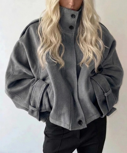yuue' ( wear )(ユーイ)の「ウールライクショートブルゾン(その他アウター・レディース・ブラック/グレー・FREE)」の1枚目の写真