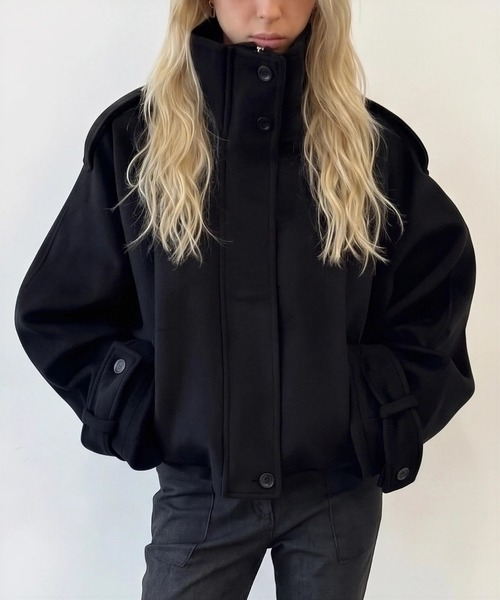 yuue' ( wear )(ユーイ)の「ウールライクショートブルゾン(その他アウター・レディース・ブラック/グレー・FREE)」の2枚目の写真