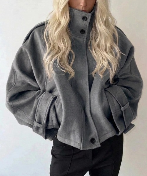 yuue' ( wear )(ユーイ)の「ウールライクショートブルゾン(その他アウター・レディース・ブラック/グレー・FREE)」の3枚目の写真