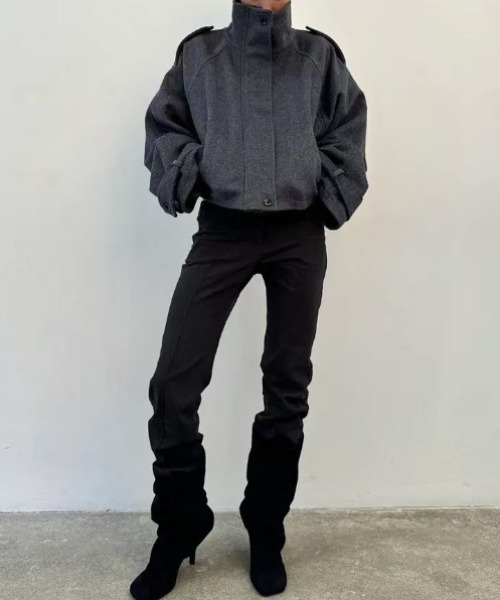 yuue' ( wear )(ユーイ)の「ウールライクショートブルゾン(その他アウター・レディース・ブラック/グレー・FREE)」の9枚目の写真