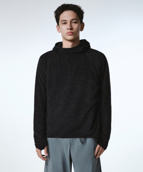 MUSINSA STANDARD（ムシンサスタンダード）の「[シティレジャー] メッシュフリースフード付き長袖Tシャツ (7色)（Tシャツ/カットソー・メンズ・ライトグレー/ブラウン/ブラック/アッシュグレー/ホワイト/ライム/カーキ・X-LARGE/2XL/LARGE/MEDIUM/SMALL）」の9枚目の写真