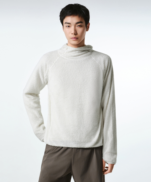 MUSINSA STANDARD（ムシンサスタンダード）の「[シティレジャー] メッシュフリースフード付き長袖Tシャツ (7色)（Tシャツ/カットソー・メンズ・ライトグレー/ブラウン/ブラック/アッシュグレー/ホワイト/ライム/カーキ・X-LARGE/2XL/LARGE/MEDIUM/SMALL）」の11枚目の写真