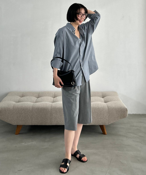 SLOBE IENA(スローブイエナ)の「《追加》グラフチェックオーバーシャツ(シャツ/ブラウス・レディース・ブラック/ブルー・FREE)」の21枚目の写真