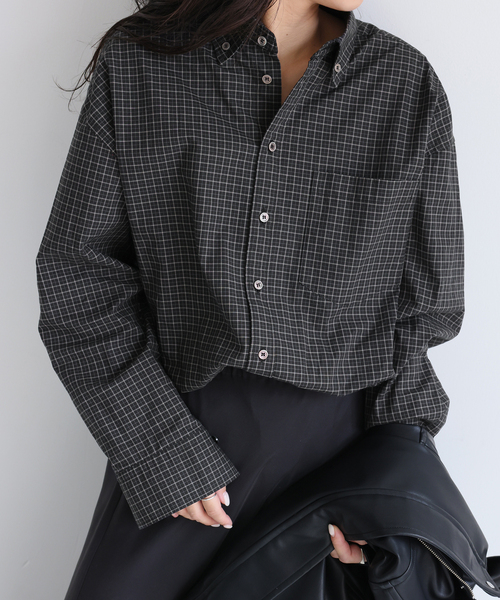 SLOBE IENA(スローブイエナ)の「《追加》グラフチェックオーバーシャツ(シャツ/ブラウス・レディース・ブラック/ブルー・FREE)」の11枚目の写真