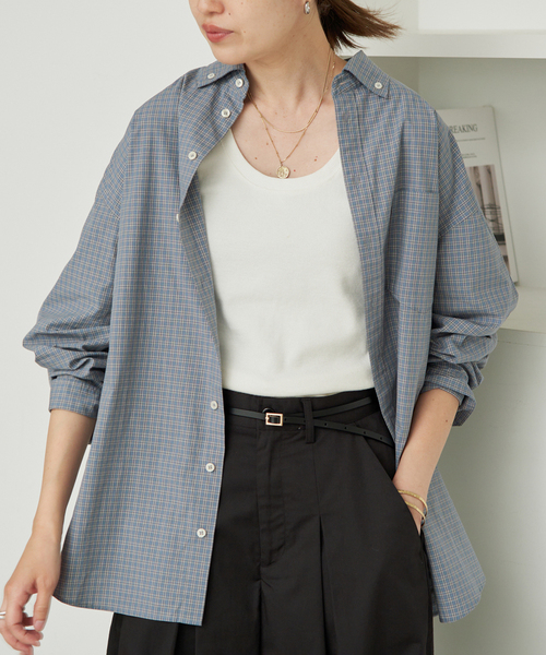 SLOBE IENA(スローブイエナ)の「《追加》グラフチェックオーバーシャツ(シャツ/ブラウス・レディース・ブラック/ブルー・FREE)」の13枚目の写真
