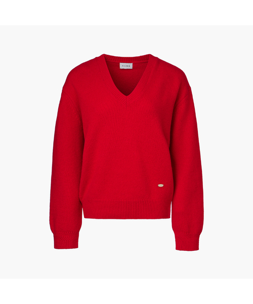 KUME(クメ)の「Wool Relaxed V-Neck Sweater, Red(ニット/セーター・レディース・その他・FREE)」の1枚目の写真
