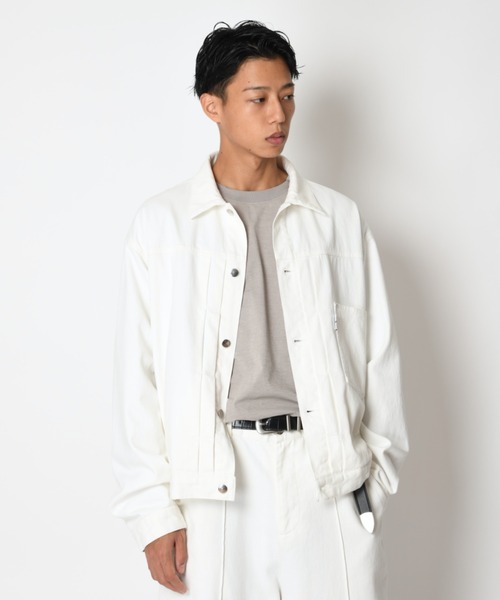 SUPERTHANKS(スーパーサンクス)の「ツイル × メッシュ トラッカージャケット Biowash twill × mesh trucker jacket(ブルゾン・メンズ・ブラック/ベージュ/ホワイト・S/L/M)」の5枚目の写真