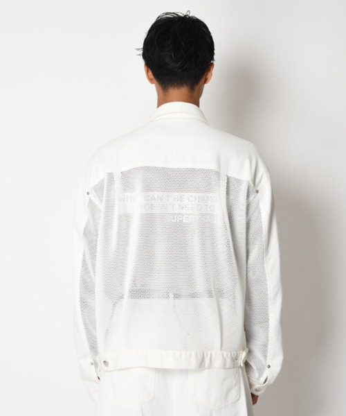 SUPERTHANKS(スーパーサンクス)の「ツイル × メッシュ トラッカージャケット Biowash twill × mesh trucker jacket(ブルゾン・メンズ・ブラック/ベージュ/ホワイト・S/L/M)」の6枚目の写真