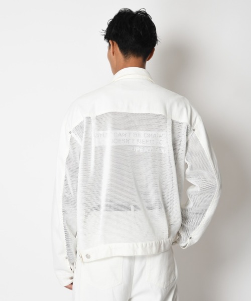 SUPERTHANKS(スーパーサンクス)の「ツイル × メッシュ トラッカージャケット Biowash twill × mesh trucker jacket(ブルゾン・メンズ・ブラック/ベージュ/ホワイト・S/L/M)」の7枚目の写真