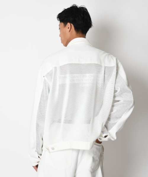 SUPERTHANKS(スーパーサンクス)の「ツイル × メッシュ トラッカージャケット Biowash twill × mesh trucker jacket(ブルゾン・メンズ・ブラック/ベージュ/ホワイト・S/L/M)」の11枚目の写真