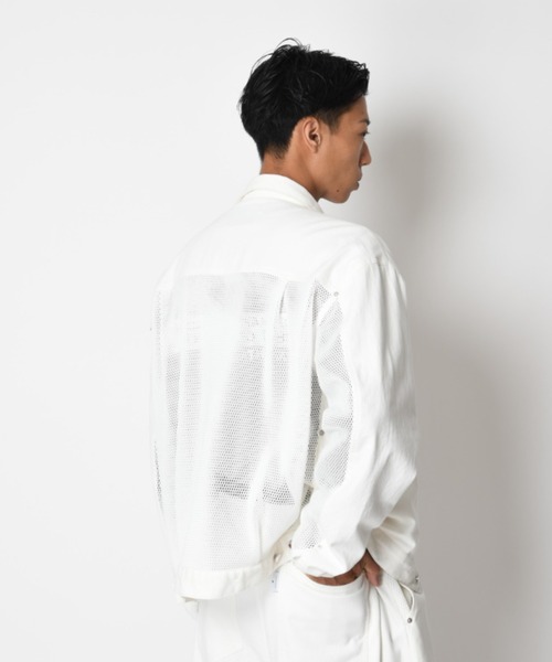 SUPERTHANKS(スーパーサンクス)の「ツイル × メッシュ トラッカージャケット Biowash twill × mesh trucker jacket(ブルゾン・メンズ・ブラック/ベージュ/ホワイト・S/L/M)」の12枚目の写真