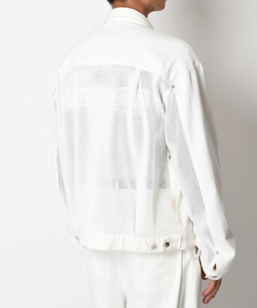SUPERTHANKS(スーパーサンクス)の「ツイル × メッシュ トラッカージャケット Biowash twill × mesh trucker jacket(ブルゾン・メンズ・ブラック/ベージュ/ホワイト・S/L/M)」の14枚目の写真