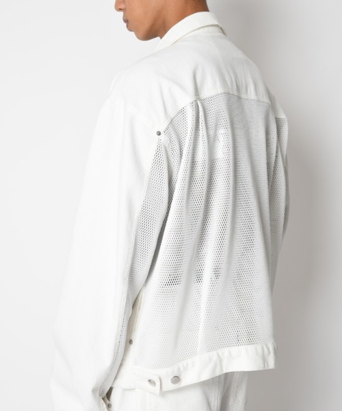 SUPERTHANKS(スーパーサンクス)の「ツイル × メッシュ トラッカージャケット Biowash twill × mesh trucker jacket(ブルゾン・メンズ・ブラック/ベージュ/ホワイト・S/L/M)」の16枚目の写真