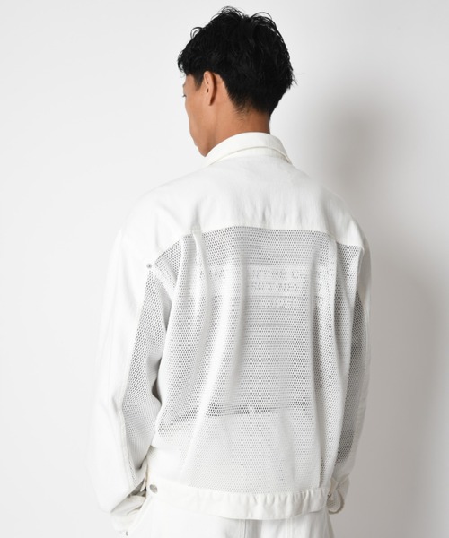 SUPERTHANKS(スーパーサンクス)の「ツイル × メッシュ トラッカージャケット Biowash twill × mesh trucker jacket(ブルゾン・メンズ・ブラック/ベージュ/ホワイト・S/L/M)」の18枚目の写真