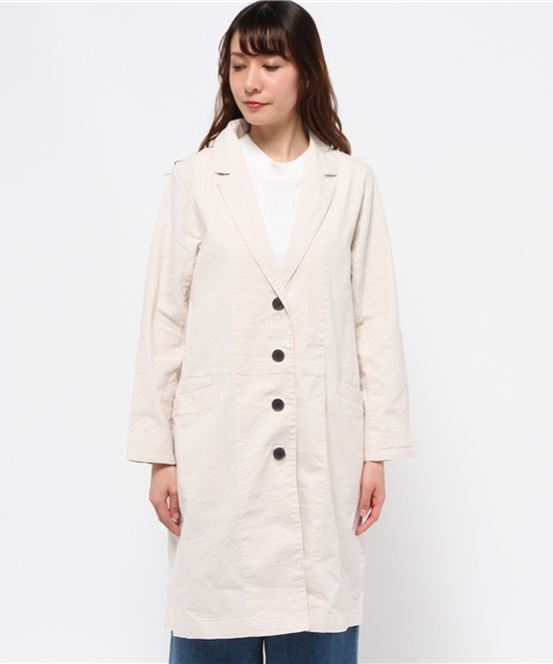 LBC（エルビーシー）の「コットンリネンテーラーコート           （その他アウター・レディース・スカイブルー/オフホワイト・MEDIUM）」の3枚目の写真