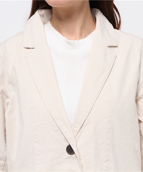 LBC（エルビーシー）の「コットンリネンテーラーコート           （その他アウター・レディース・スカイブルー/オフホワイト・MEDIUM）」の7枚目の写真