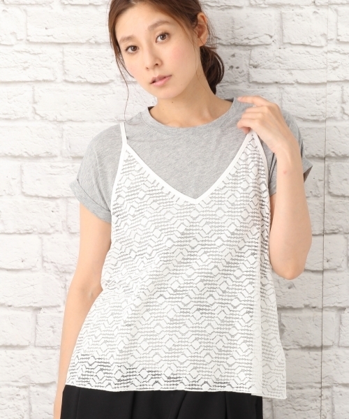 LEPSIM（レプシィム）の「Vネックキャミソール　727049（キャミソール・レディース・アイボリー/ブラック/オフホワイト・FREE）」の2枚目の写真