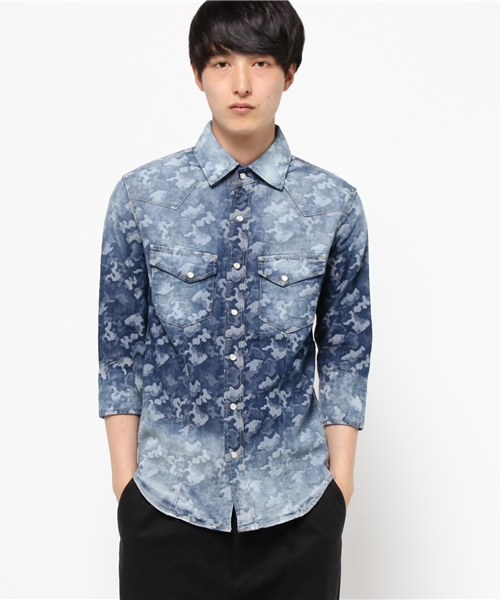 VENCEEXCHANGE(ヴァンスエクスチェンジ)の「ジャガードウェスタンシャツ(シャツ/ブラウス・メンズ・グレー/ブルー・SMALL/MEDIUM/LARGE)」の2枚目の写真