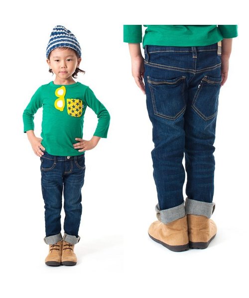 BREEZE(ブリーズ)の「ウエストリブストレートデニム(デニムパンツ・キッズ・ストライプ/ブルー/ネイビー・90/95/80/130/110/140/100/120)」の7枚目の写真