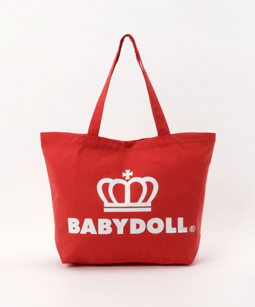 BABYDOLL(ベビードール)の「通販限定★大容量!マザーズバッグにも使える♪王冠ロゴトートバッグ/Lサイズ7312(トートバッグ)」|レッド