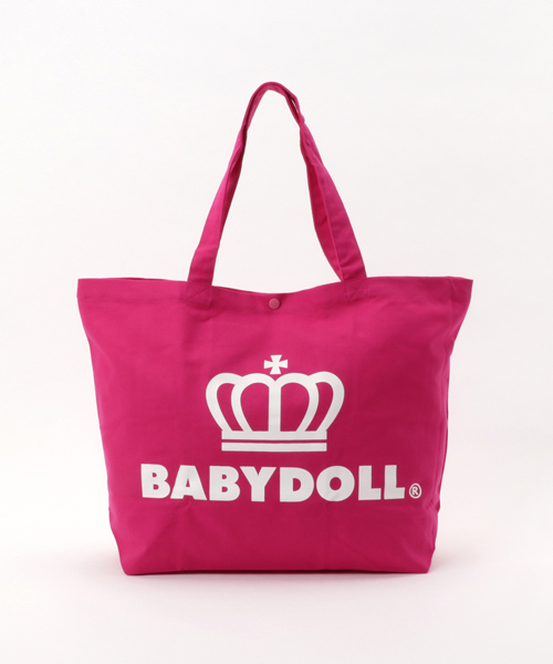 BABYDOLL(ベビードール)の「通販限定★大容量!マザーズバッグにも使える♪王冠ロゴトートバッグ/Lサイズ7312(トートバッグ)」|サーモンピンク