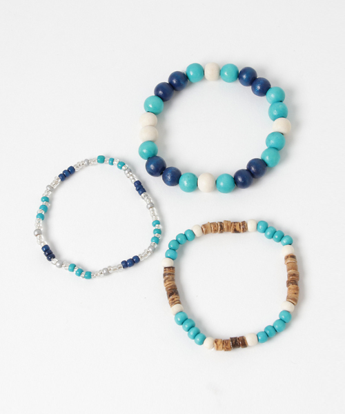 チャイハネ（チャイハネ）の「【チャイハネ】カラフルビーズブレスレット3本セット（ブレスレット・レディース・ブルー/ナチュラル/カラフル・FREE）」の2枚目の写真