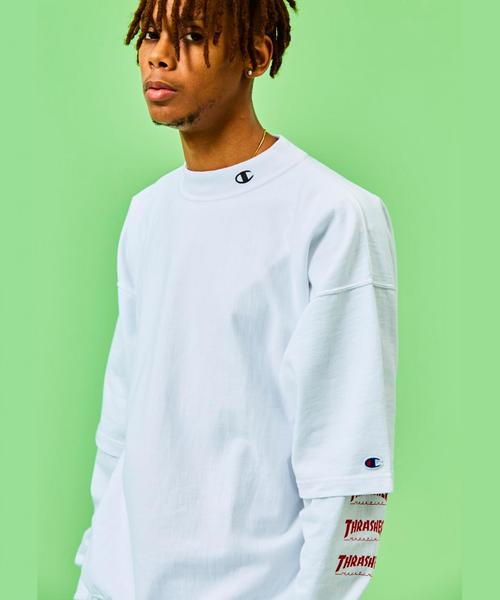 Champion(チャンピオン)の「<Champion × monkey time> REVERSEWEAVE MOCK SSL/Tシャツ ◆(Tシャツ/カットソー・メンズ・ホワイト/ブラック/シャーベット・XX-LARGE/MEDIUM/X-LARGE/LARGE)」の2枚目の写真