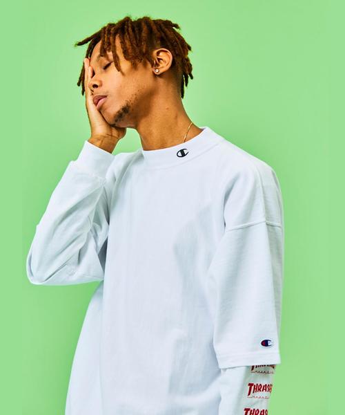 Champion(チャンピオン)の「<Champion × monkey time> REVERSEWEAVE MOCK SSL/Tシャツ ◆(Tシャツ/カットソー・メンズ・ホワイト/ブラック/シャーベット・XX-LARGE/MEDIUM/X-LARGE/LARGE)」の4枚目の写真