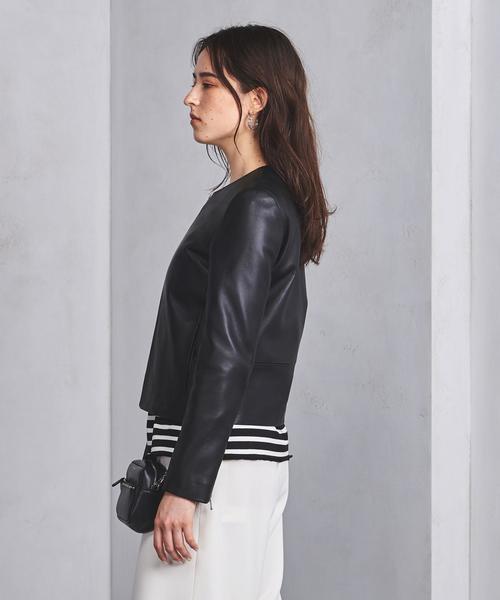 UNITED ARROWS（ユナイテッドアローズ）の「UBCB シープ レザージャケット（ブルゾン・レディース・ベージュ/ブラック・40/38/36）」の10枚目の写真
