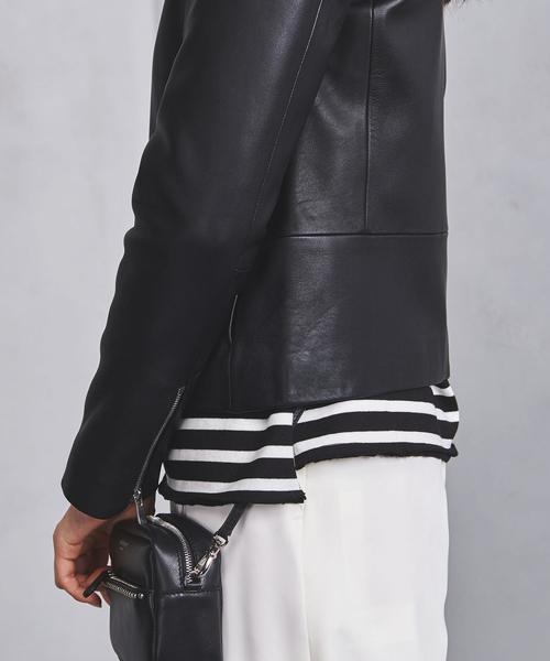 UNITED ARROWS（ユナイテッドアローズ）の「UBCB シープ レザージャケット（ブルゾン・レディース・ベージュ/ブラック・40/38/36）」の3枚目の写真