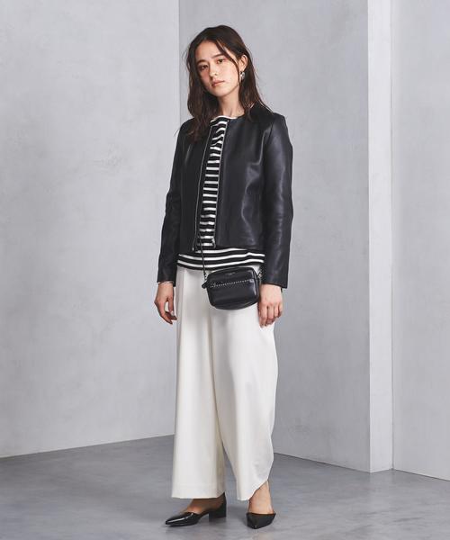 UNITED ARROWS（ユナイテッドアローズ）の「UBCB シープ レザージャケット（ブルゾン・レディース・ベージュ/ブラック・40/38/36）」の6枚目の写真