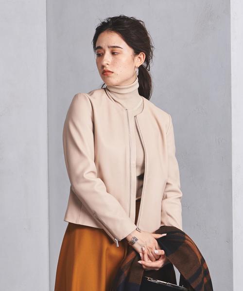 UNITED ARROWS（ユナイテッドアローズ）の「UBCB シープ レザージャケット（ブルゾン・レディース・ベージュ/ブラック・40/38/36）」の18枚目の写真