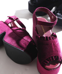 WEGO/ベロアフリルサンダル