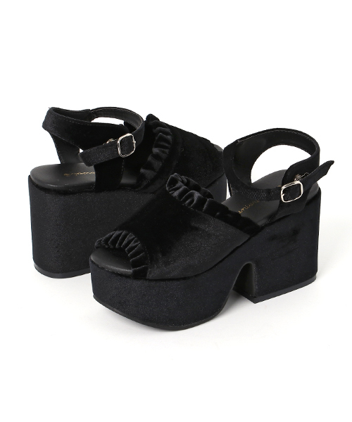 WEGO（ウィゴー）の「WEGO/ベロアフリルサンダル（サンダル・レディース・ブラック/ワイン・MEDIUM/LARGE）」の11枚目の写真