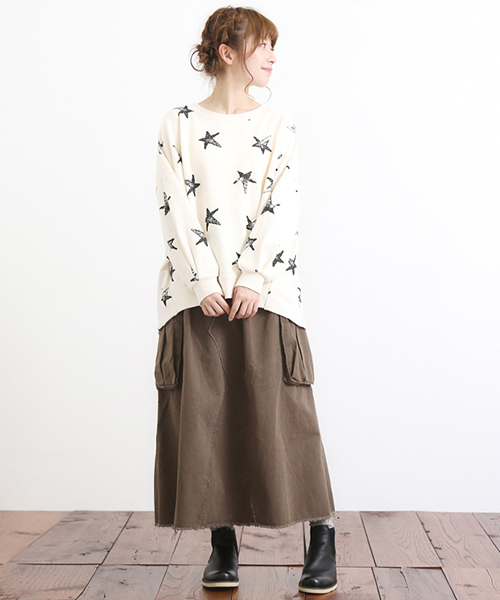 CUBE SUGAR(キューブシュガー)の「起毛ツイルリメイク風イージースカート(スカート・レディース・ネイビー/カーキ/イエロー・M)」の6枚目の写真