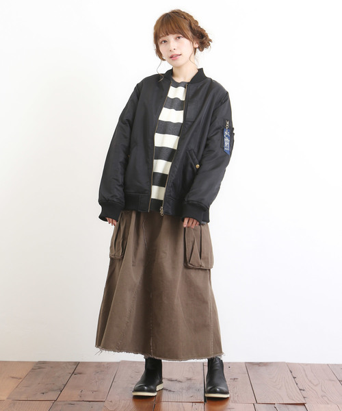 CUBE SUGAR(キューブシュガー)の「起毛ツイルリメイク風イージースカート(スカート・レディース・ネイビー/カーキ/イエロー・M)」の16枚目の写真