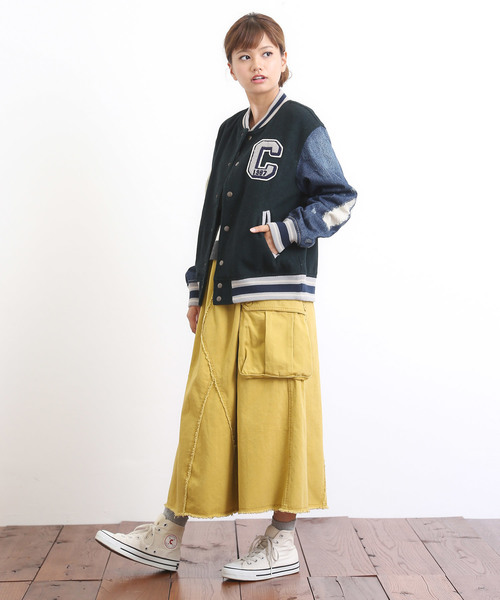 CUBE SUGAR(キューブシュガー)の「起毛ツイルリメイク風イージースカート(スカート・レディース・ネイビー/カーキ/イエロー・M)」の17枚目の写真