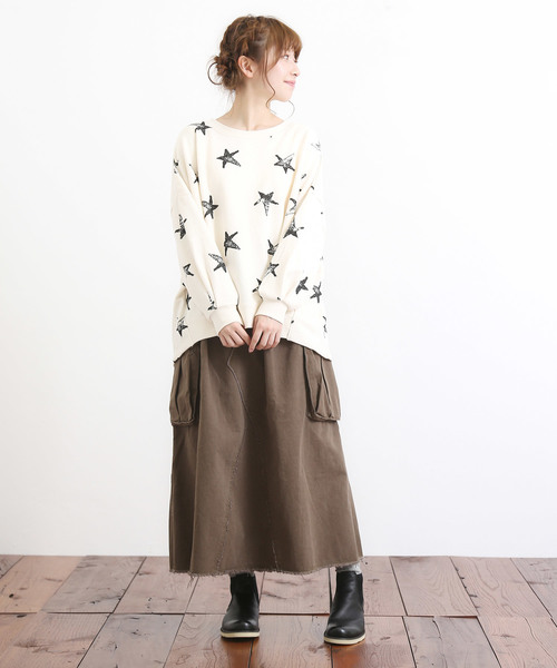 CUBE SUGAR(キューブシュガー)の「起毛ツイルリメイク風イージースカート(スカート・レディース・ネイビー/カーキ/イエロー・M)」の18枚目の写真