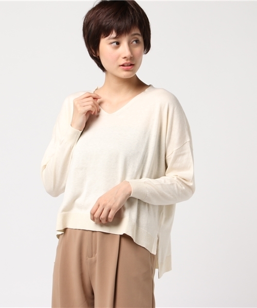 earth music&ecology（アースミュージックアンドエコロジー）の「・快適ニットドロップショルダープルオーバー（ニット/セーター・レディース・ブラック/ダークグリーン/パープル/アイボリー/杢グレー/キャメル・FREE）」の16枚目の写真