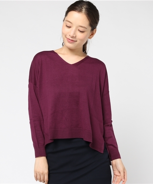 earth music&ecology（アースミュージックアンドエコロジー）の「・快適ニットドロップショルダープルオーバー（ニット/セーター・レディース・ブラック/ダークグリーン/パープル/アイボリー/杢グレー/キャメル・FREE）」の14枚目の写真