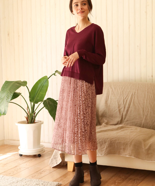 earth music&ecology（アースミュージックアンドエコロジー）の「・快適ニットドロップショルダープルオーバー（ニット/セーター・レディース・ブラック/ダークグリーン/パープル/アイボリー/杢グレー/キャメル・FREE）」の13枚目の写真